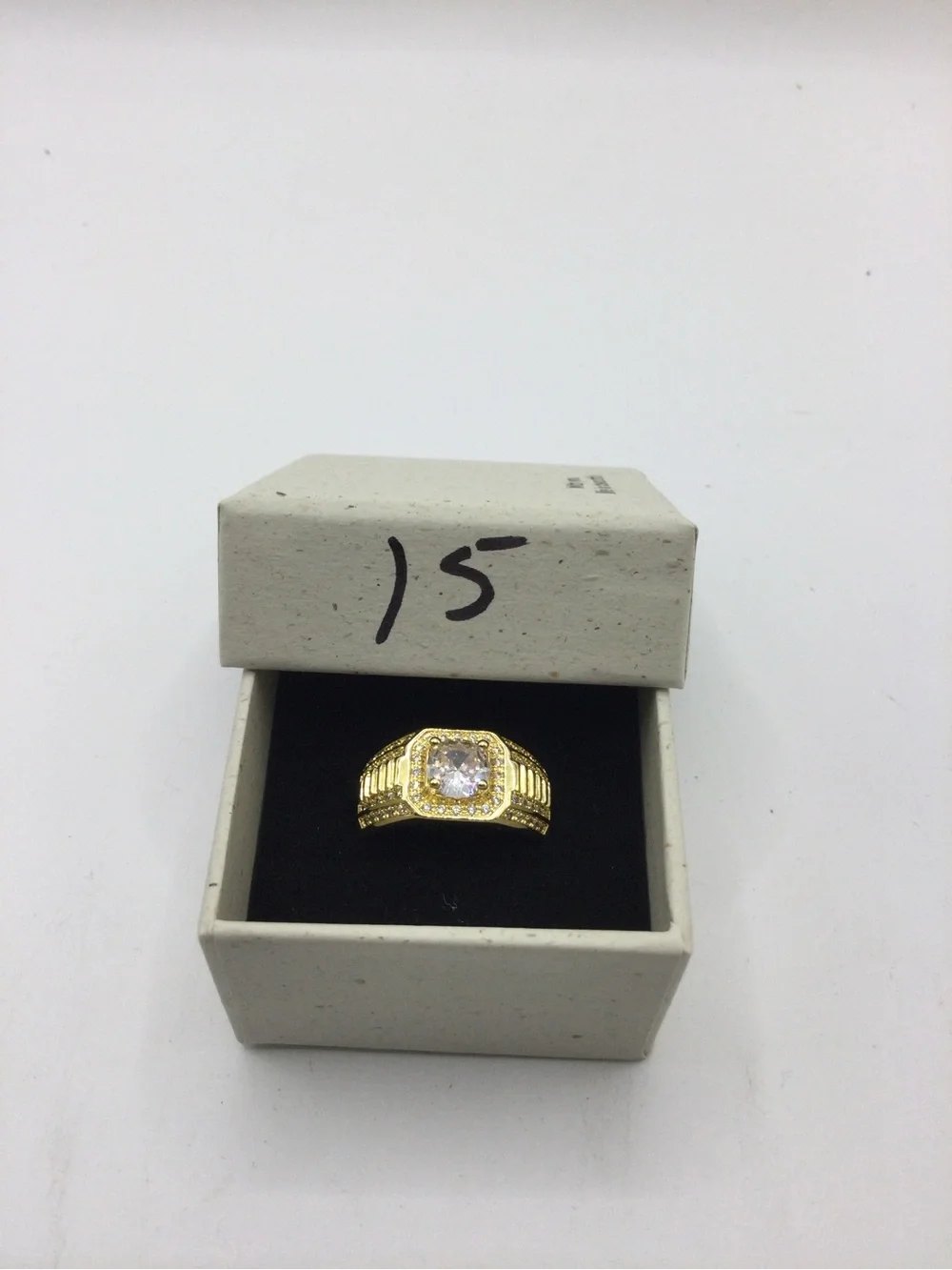 Gold-Tone Men’s Cubic Moissanite stone Statement Ring - Gold